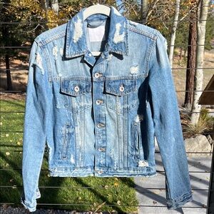 ZARA Trafaluc denimwear Distressed Denim Jean Jacket Medium M
